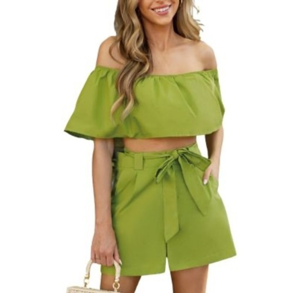 CUPSHE Lime Green‎ Off Shoulder Top